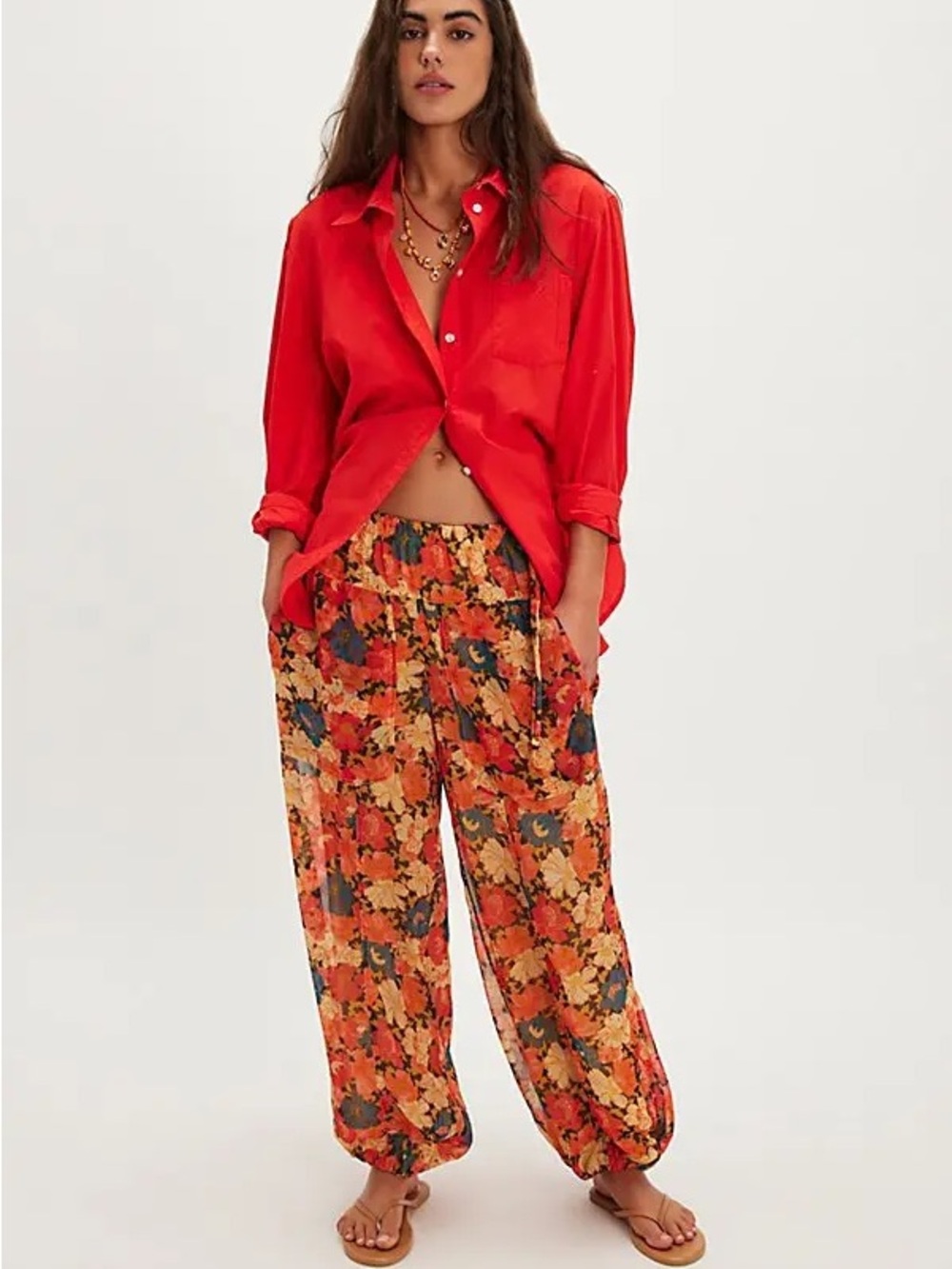 Free People Whimsical Floral Printed Balloon Pants Size L